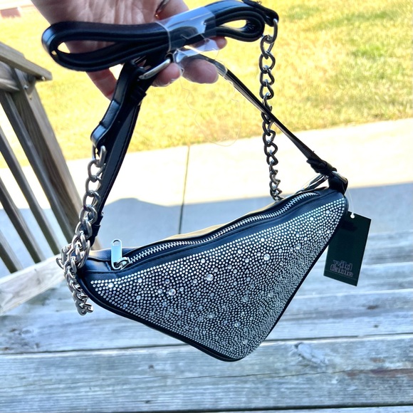 NWT Wild Fable Triangle Rhinestone Black Crossbody Handbag - Picture 3 of 16